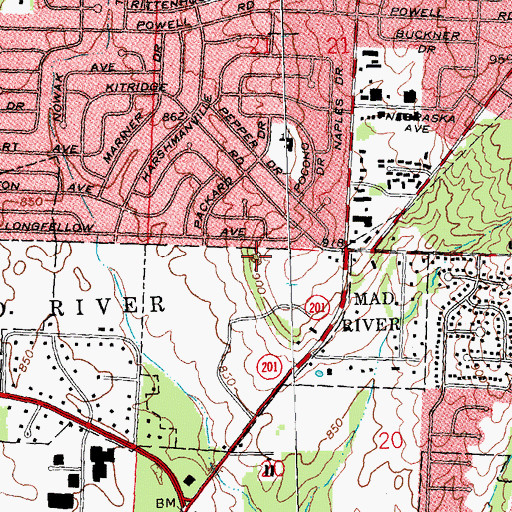Topographic Map of Wayne Park, OH