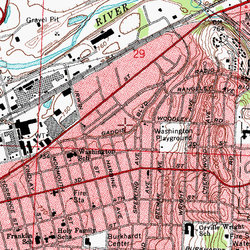 Topographic Map of Irwin Playground, OH