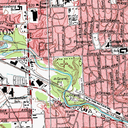 Topographic Map of Wesleyan Park, OH
