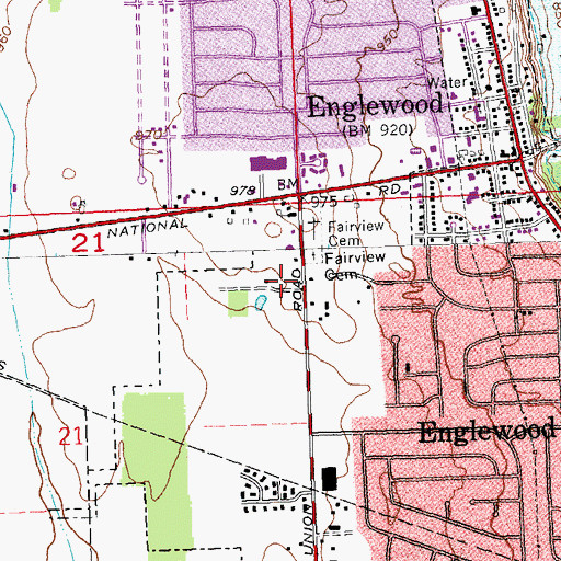 Topographic Map of Englewood Municipal Park, OH