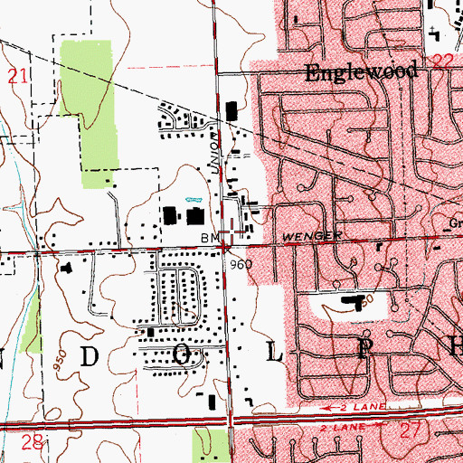 Topographic Map of Golden Key Village Shopping Center, OH