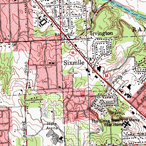 Topographic Map of Harrison Community Park, OH