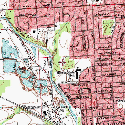 Topographic Map of Hickorydale Park, OH