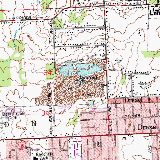 Topographic Map of Madison Lakes Park, OH