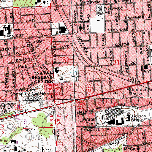 Topographic Map of Gettysburg Park, OH