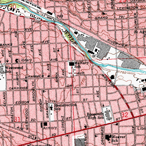 Topographic Map of McNary Park, OH