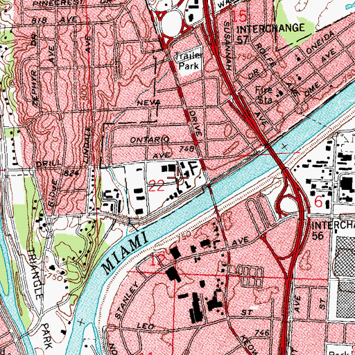 Topographic Map of Embury Industrial Park, OH
