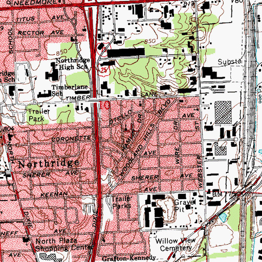 Topographic Map of Hamlin Hill Park, OH