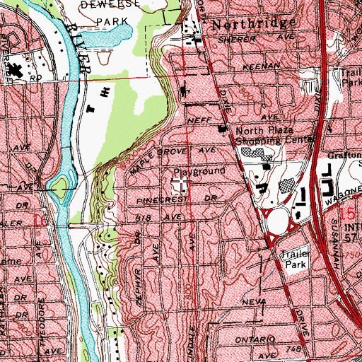 Topographic Map of Ridgecrest Park, OH