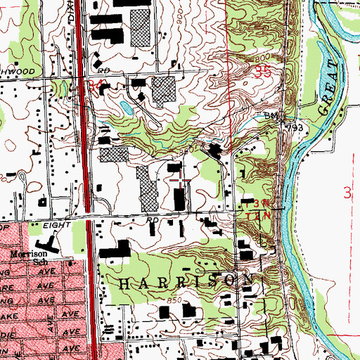 Topographic Map of Stop Eight Road Industrial Park, OH