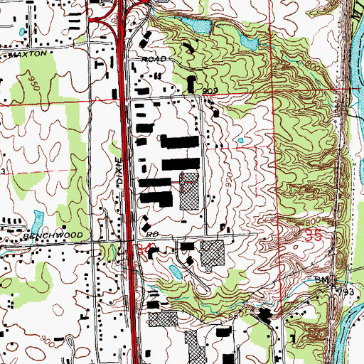 Topographic Map of Poe Avenue Industrial Park, OH