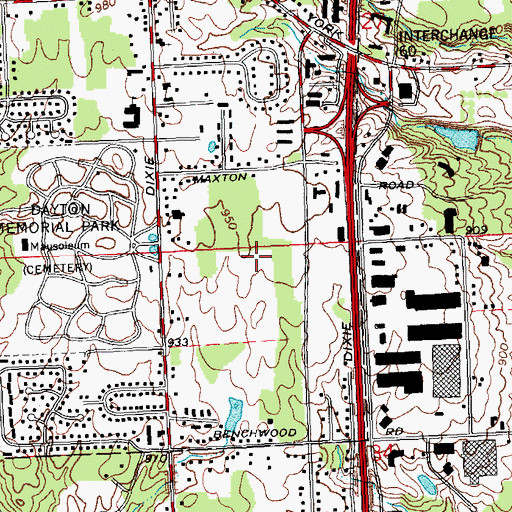 Topographic Map of York Commons Office Park, OH