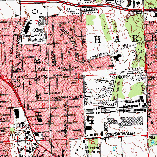 Topographic Map of McKinley Park, OH