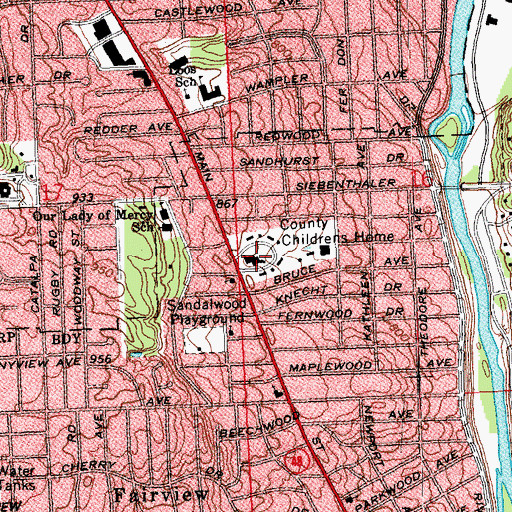 Topographic Map of Montgomery County Childrens Home, OH