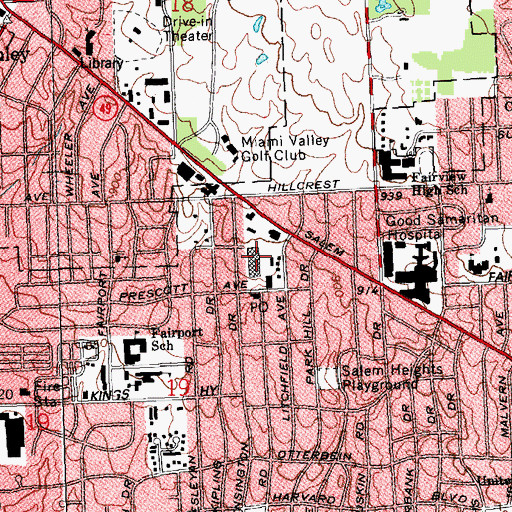 Topographic Map of Miracle Lane Shopping Center, OH