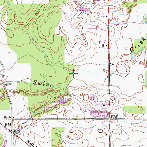 Topographic Map of Bear Creek, OH