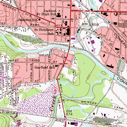 Topographic Map of South Niles, OH
