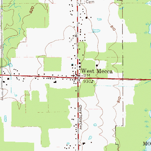 Topographic Map of West Mecca United Methodist Church, OH