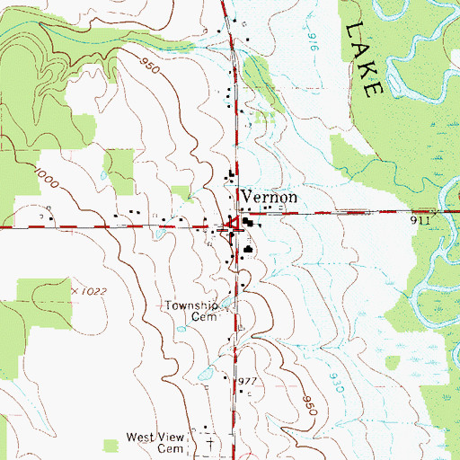 Topographic Map of Vernon United Methodist Church, OH