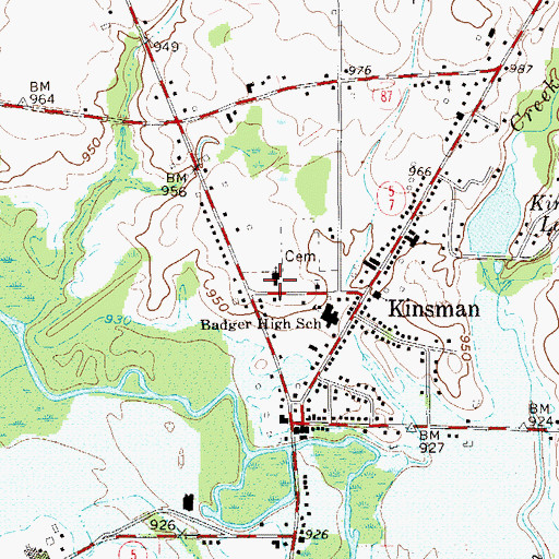 Topographic Map of Kinsman Presbyterian Church, OH