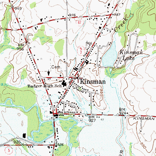 Topographic Map of Kinsman United Methodist Church, OH