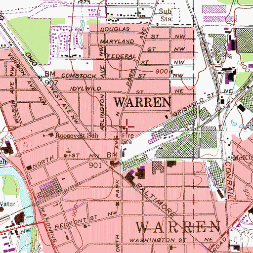 Topographic Map of North Park Baptist Church, OH