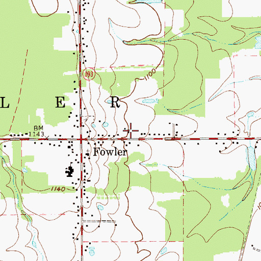 Topographic Map of Fowler Community Church, OH