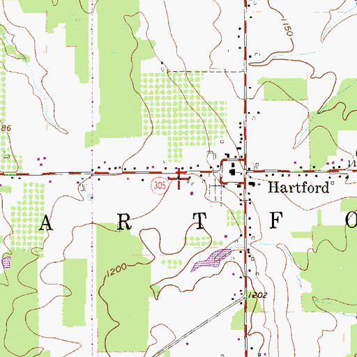 Topographic Map of Hartford United Methodist Church, OH