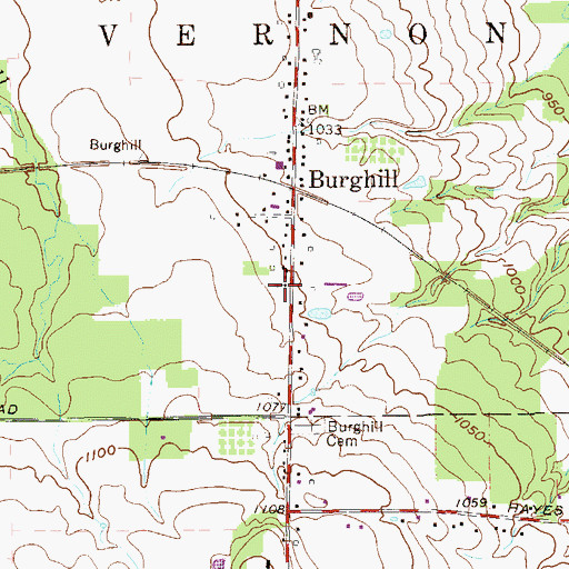 Topographic Map of Burghill Baptist Church, OH