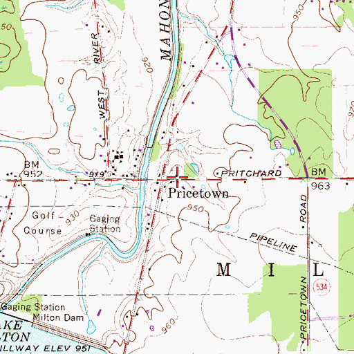 Topographic Map of Pricetown United Methodist Church, OH