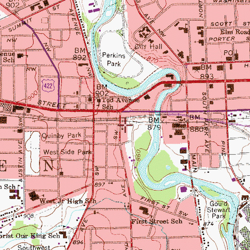 Topographic Map of Trinity Baptist Church, OH