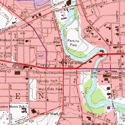 Topographic Map of Tod Avenue United Methodist Church, OH
