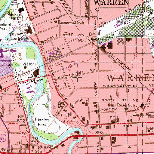 Topographic Map of Holy Cross Polish Catholic Church, OH