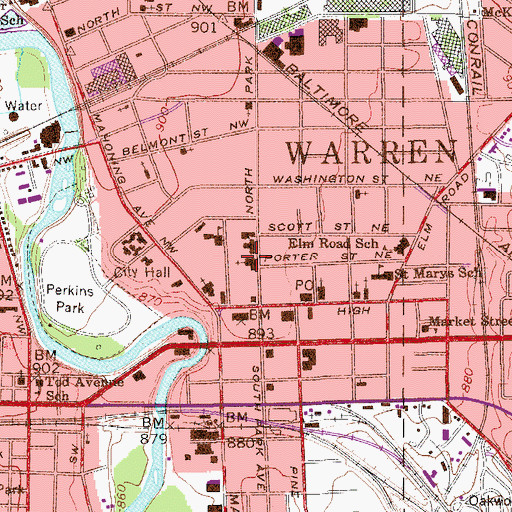 Topographic Map of First United Methodist Church, OH