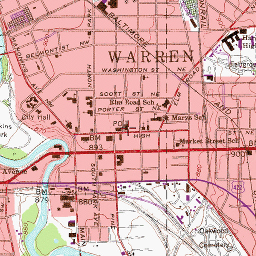 Topographic Map of Saint Marys Catholic Church, OH
