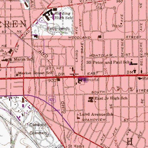 Topographic Map of Calvary Presbyterian Church, OH