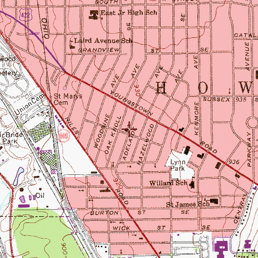 Topographic Map of East Side Church of Christ, OH