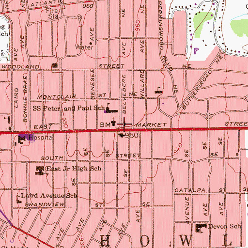 Topographic Map of Saints Peter and Paul Byzantine Catholic Church, OH