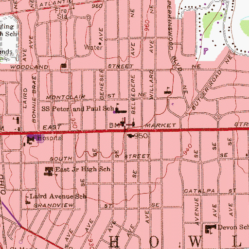 Topographic Map of Central Christian Church, OH