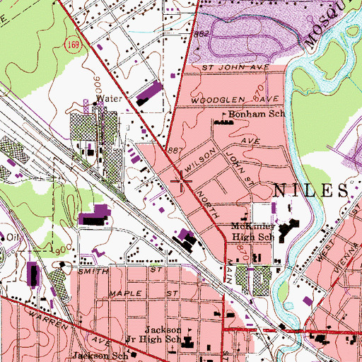 Topographic Map of Niles Christian Assembly Church, OH