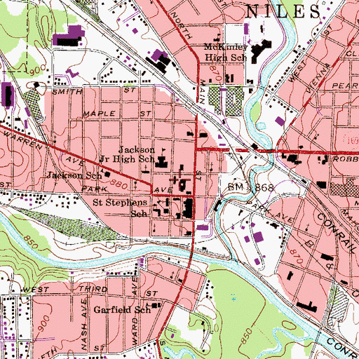 Topographic Map of First Christian Church, OH
