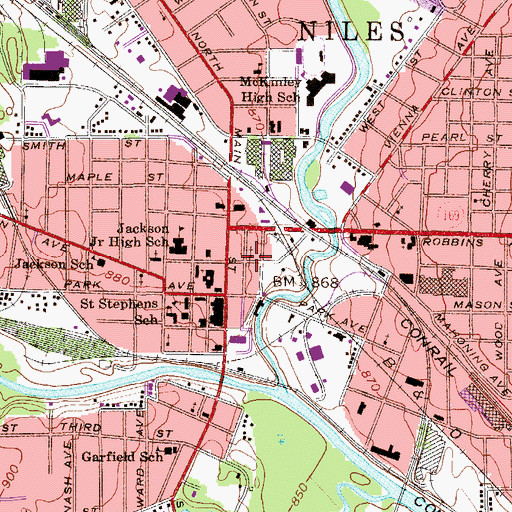 Topographic Map of First Baptist Church, OH