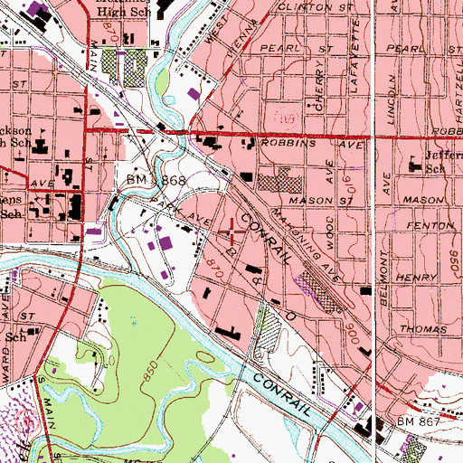 Topographic Map of Mount Sinai Church of God in Christ, OH