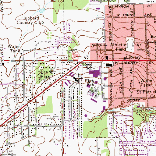 Topographic Map of Frist Presbyterian Church of Hubbard, OH