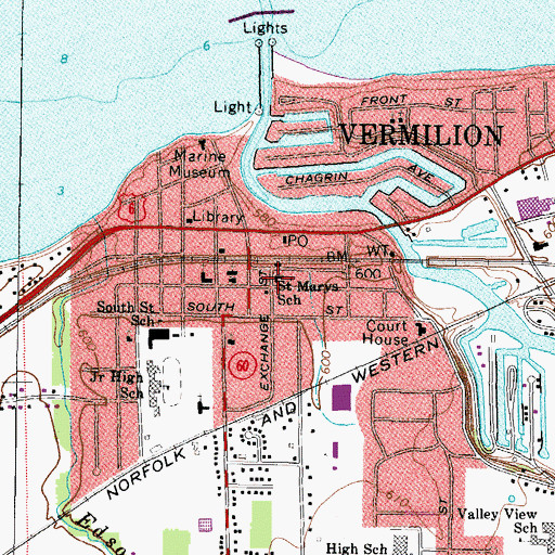 Topographic Map of Saint Mary Roman Catholic Church, OH