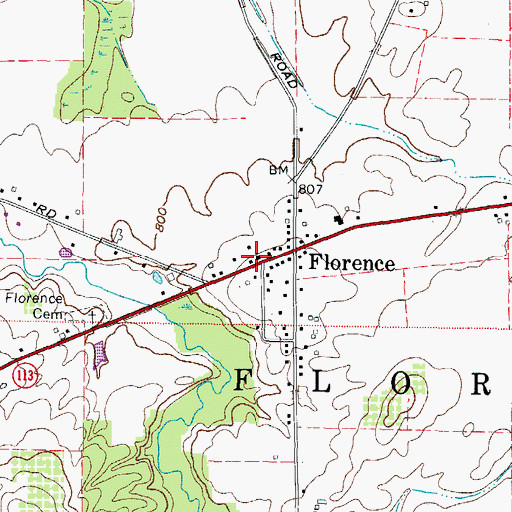 Topographic Map of Florence Christian Church, OH
