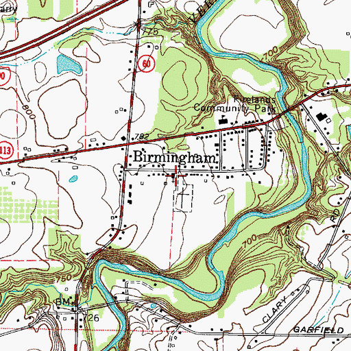 Topographic Map of Birmingham Methodist Church, OH