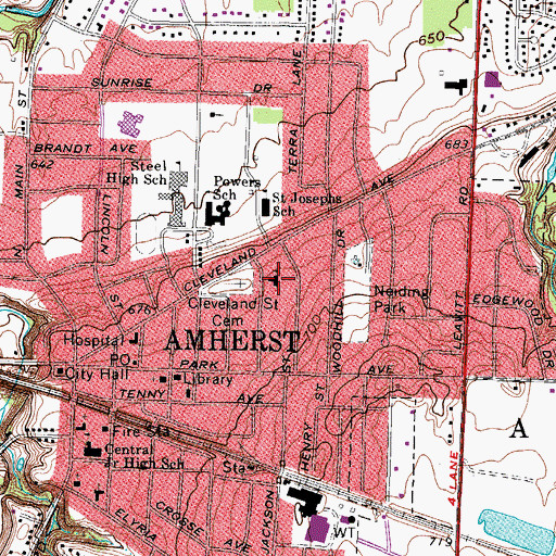 Topographic Map of Saint Paul Lutheran Church, OH
