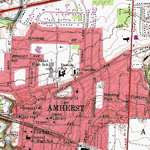 Topographic Map of Saint Joseph Roman Catholic Church, OH