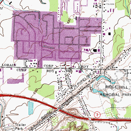 Topographic Map of First Baptist Church, OH